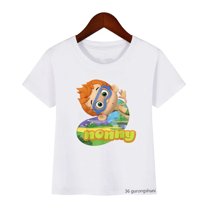 newly children's t-shirt cute Bubble Guppies Let's Dance Girls print girls t shirt kawaii kids tshirt short sleeve tops t shirt green child	 Tops & Tees