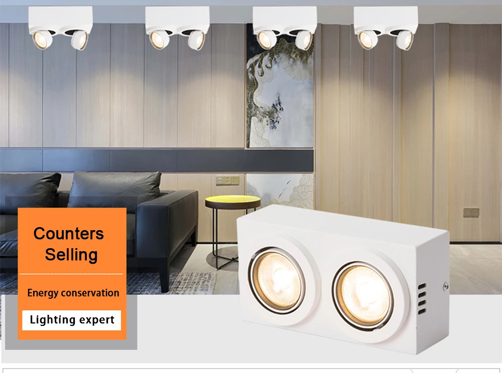 Graus de Rotação Varanda em Negrito Hartisan Ajustável Outfit Cabeça Dupla Downlamp 360 Moderna Sala Praça Faixa Lâmpada Cob 7 Luzes e Iluminação