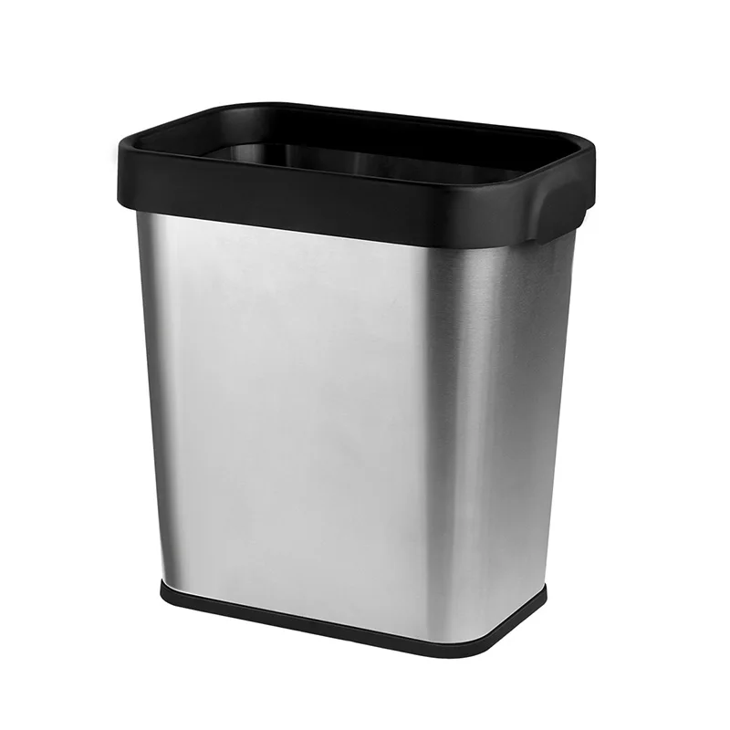 8L stainless steel Rectangle Wastebasket Trash Can for Bathroom Kitchen