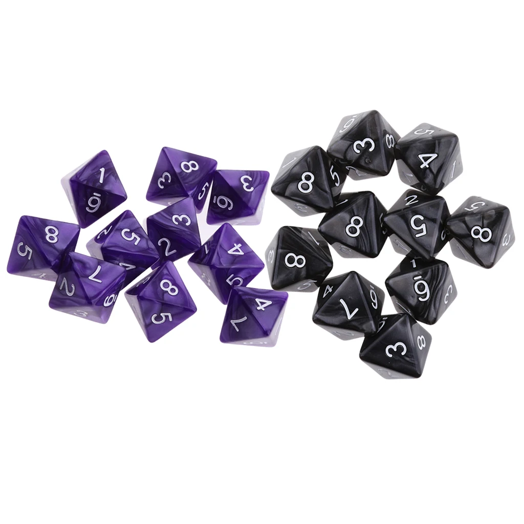20 шт Акриловые 8 сторонние кубики D8 многогранные штампы для D& D РГП Вечерние игры Accs