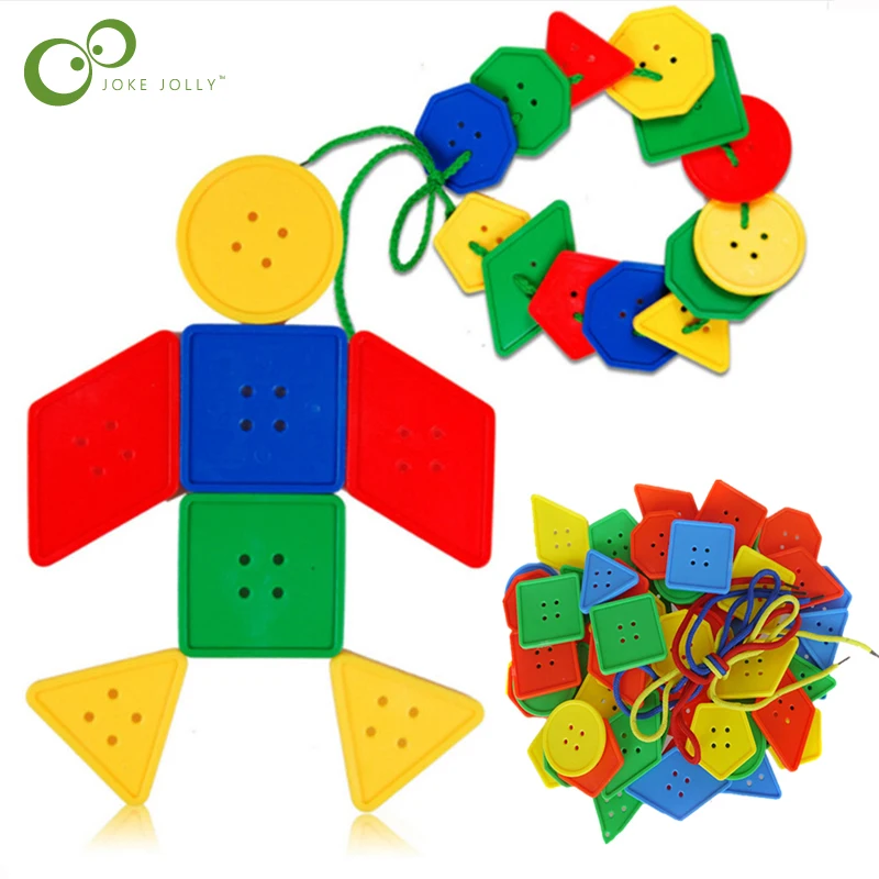 

64Pcs/set Geometric Button Threading Beaded Blocks Kindergarten Desktop Toys Children's Early Education LXX
