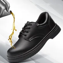 Масляная водонепроницаемая кожаная обувь для мужчин; Униформа шеф-повара; кухонная обувь; Нескользящая дышащая обувь высокого качества для женщин