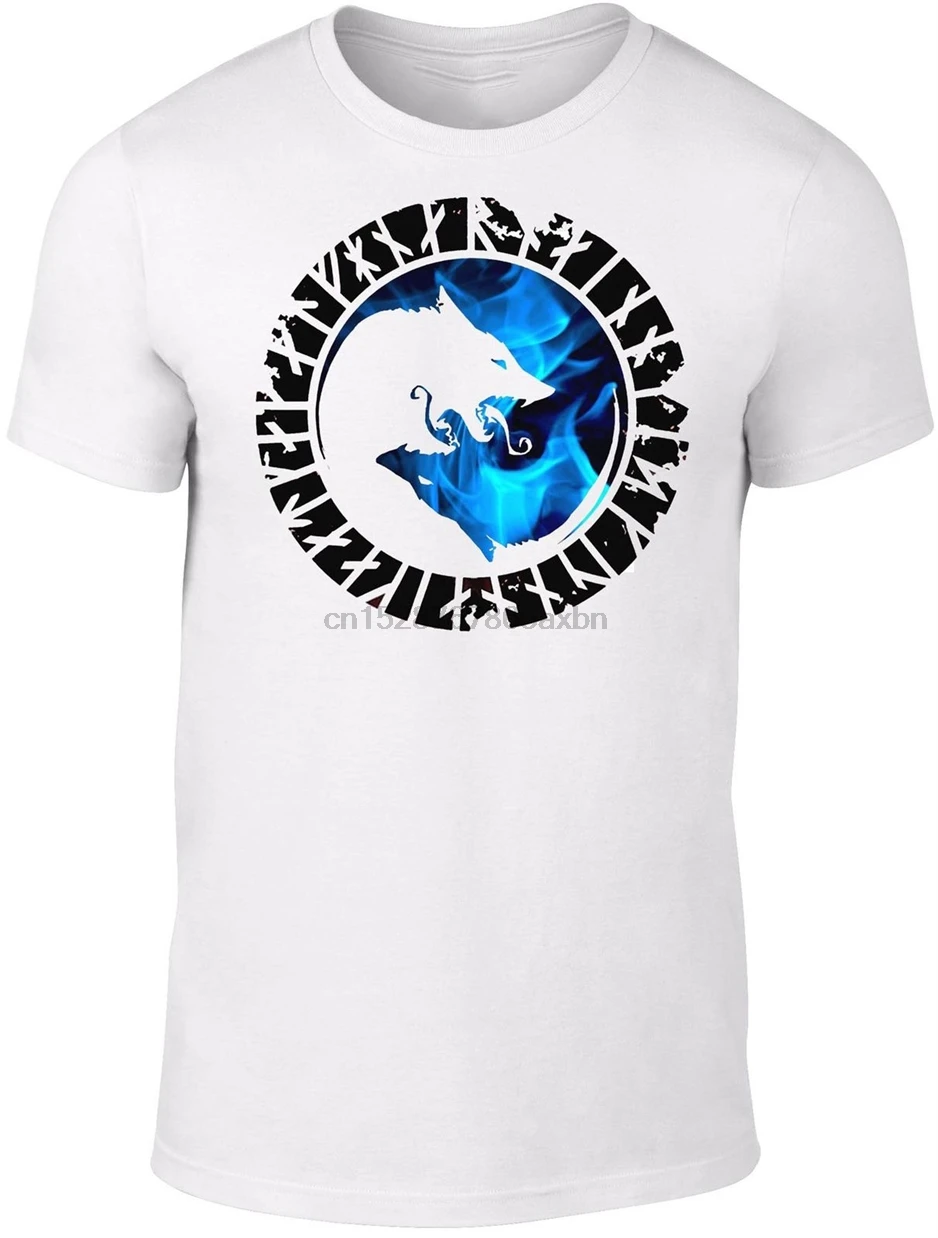 Mens Blue Fire Wolf T-Shirt - Cool Fashion Gift Xmas Funny Present Wholesale Tee Shirt | Мужская одежда