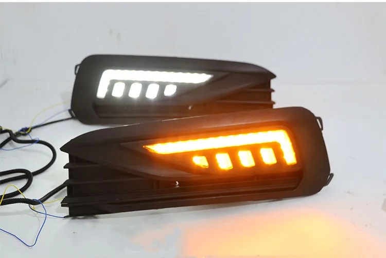 EOsuns led drl Дневной ходовой светильник для Volkswagen Lavida- с динамическим движущимся желтым поворотником и синим ночным светильник