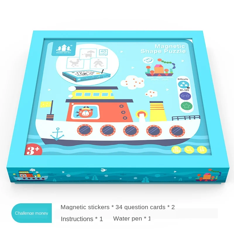 Baby Wooden Magnetic Tangram Puzzle Intellectual Montessori Early Learning Creative Multifunctional Interactive Educational Toy Baby Wooden Magnetic Tangram Puzzle Intellectual Montessori Early Learning Creative Multifunctional Interactive Educational Toy