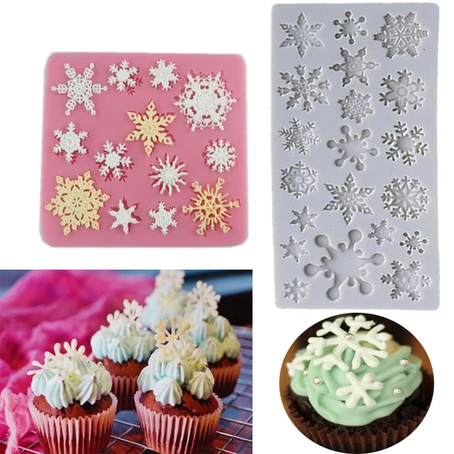 Christmas Snowflake Silicone Fondant Mold - 13 Cavity Mold For Icing, Chocolate, Wax