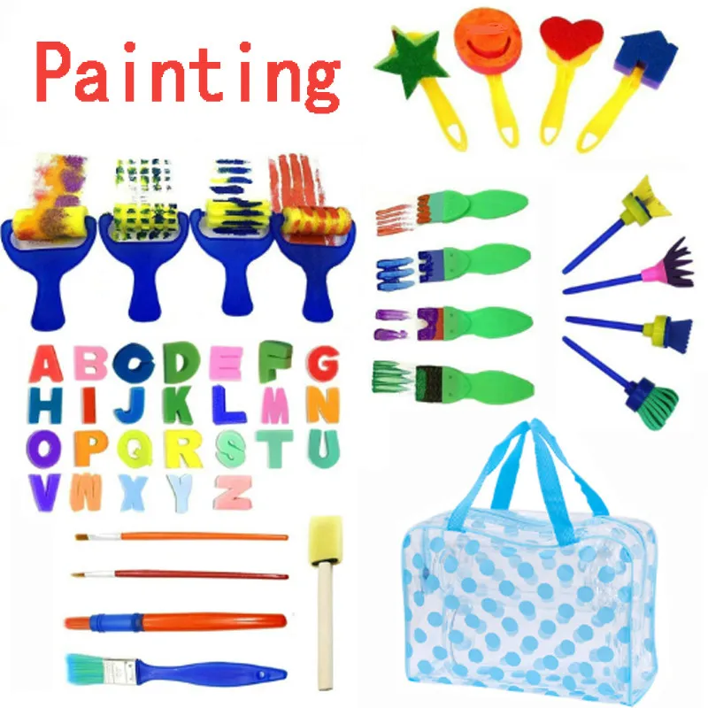 

Early Educational Children Sponge Paint Brushes Drawing Tools for Children Arts Crafts DIY Painting Set