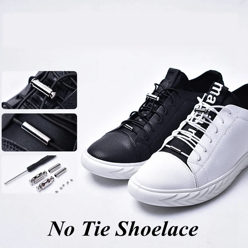 

Metal Spring Buckle Lock Round Shoelaces Elastic Child Adult Unisex Outdoor Take a walk Convenient Sneakers No Tie Shoe laces