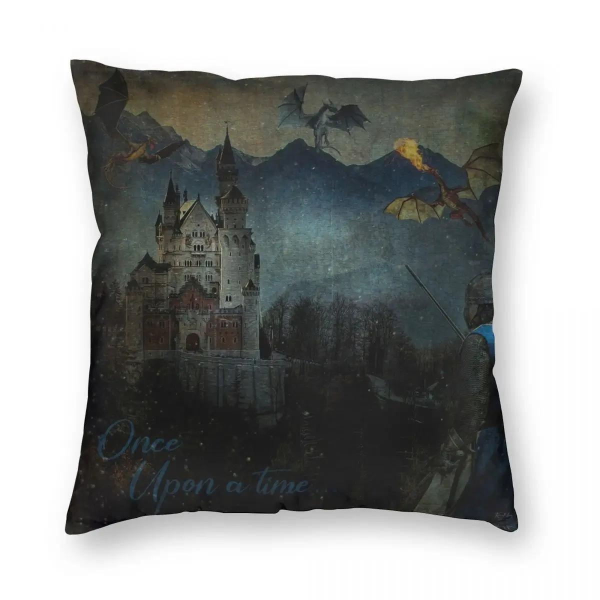 

Once Upon A Time Square Pillowcase Polyester Linen Velvet Pattern Zip Decor Throw Pillow Case Room Cushion Case