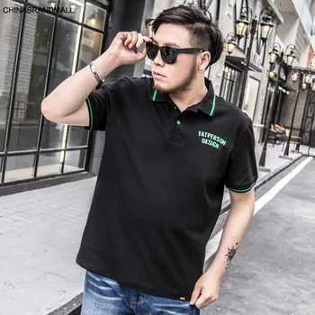 

super Brand Big size Men's Wear Plus Fat Plus Tide Fat Man Loose Leisure Short Sleeve T Shirt Paul Polo Shirt