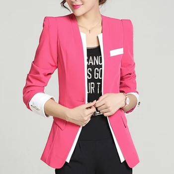 

Casual Women Blazers And Jackets Korean Style Long Sleeve Blaser Coat Yellow Black Rose Red Ladies Blazer feminino