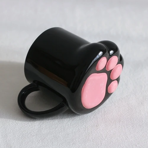 Скандинавский стиль Милая кошачья лапа Подложка для мяса креативная керамическая кружка чашка для воды керамическая кофейная чашка детский подарок - Цвет: blacd