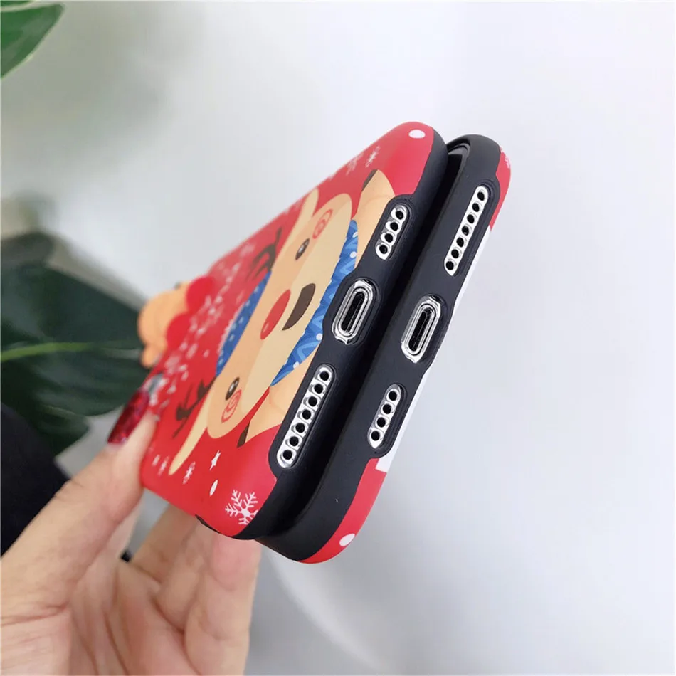 Чехол USLION Merry Christmas с мультяшным оленем для iPhone 11 Pro Max X XS XR Xs Max мягкий IMD силиконовый чехол для iPhone 6 6s 7 8 Plus