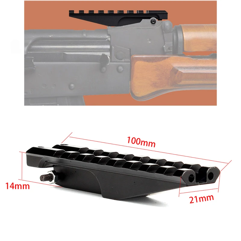 

AK Sight Rail Mount 100mm Picatinny Weaver 20mm Scope Red Dot Optics Hunting Accessories Tactical 7.62X39 AK 47 AK74 Adapter