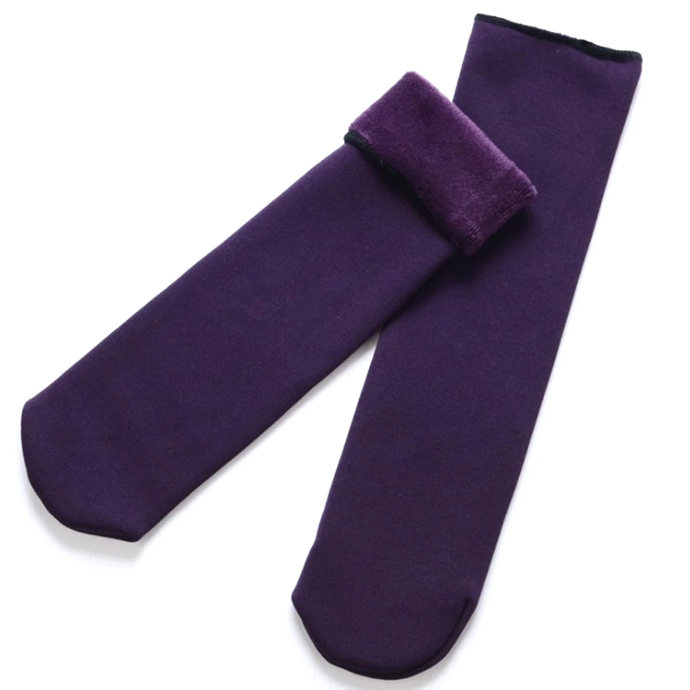 Осенне-зимние бархатные женские носки уплотненный кашемировый Снежный носок домашние теплые носки для сна теплые гетры - Цвет: Фиолетовый