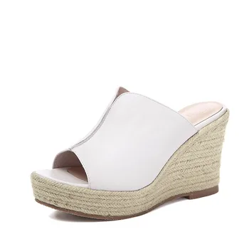 

New Arrive Ladies Shoes Leather Spring Summer Single Sandals Genuine Leather Wedges Women's Platform Wedges Heel Sandals