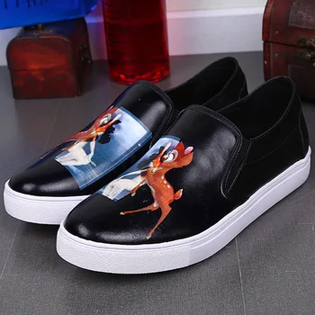 

Tenis Hombre Shoes for Men Genuine Leather Slip-on Pointed Toe British Style Loafers Full Grain Leather Cow Leather Rubber Solid