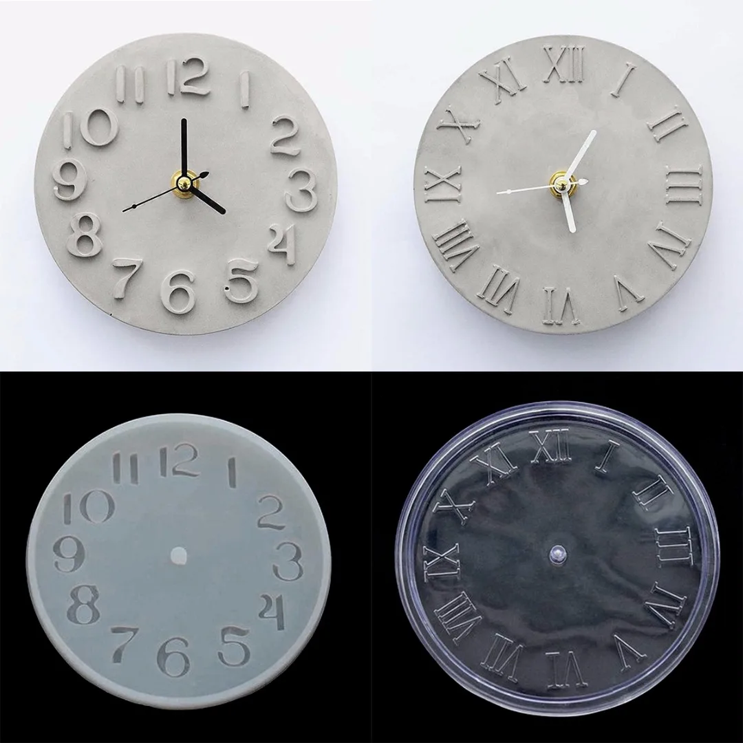 Roman/Arabic Digital Clock Mould Cement Concrete Silicone Clock Mold Making Plaster Mould for DIY Handmade Soap Candle Crafts