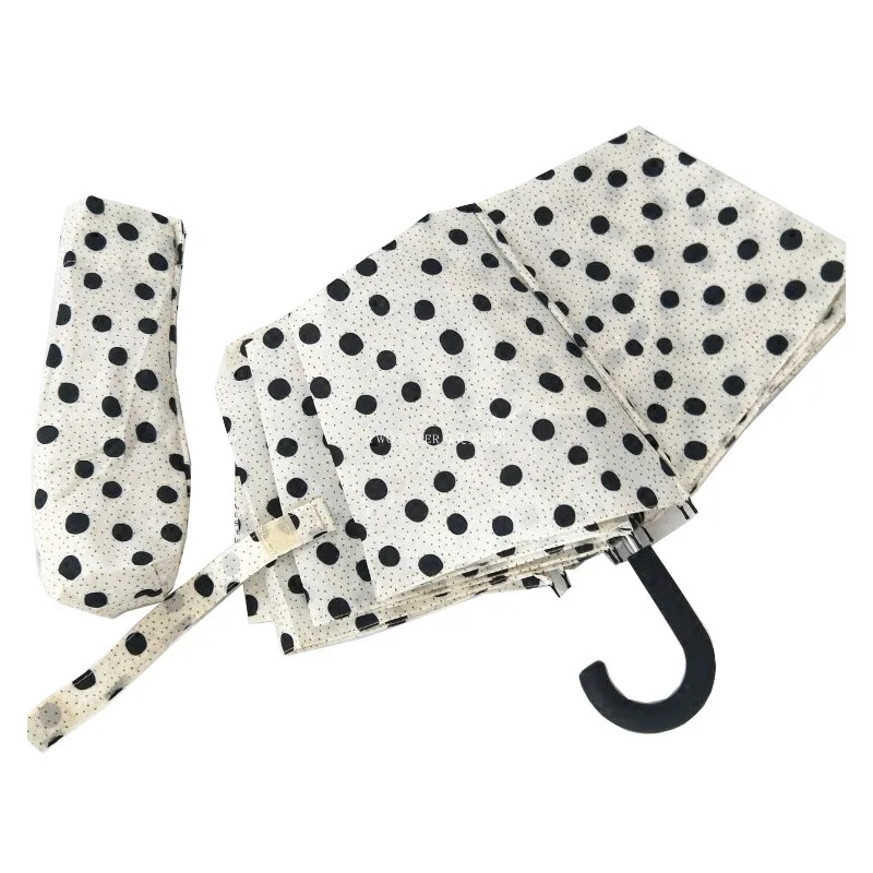 

Fashionable and Simple Polka Dot Print Umbrella for Women Three-Folding Portable UV Sun Umbrella Windproof and Waterproof Elegan