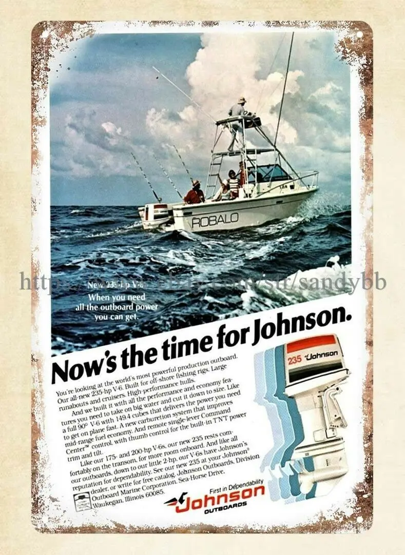 Настенный декор accent 1978 JOHNSON лодках моторная лодка с подвесным двигателем