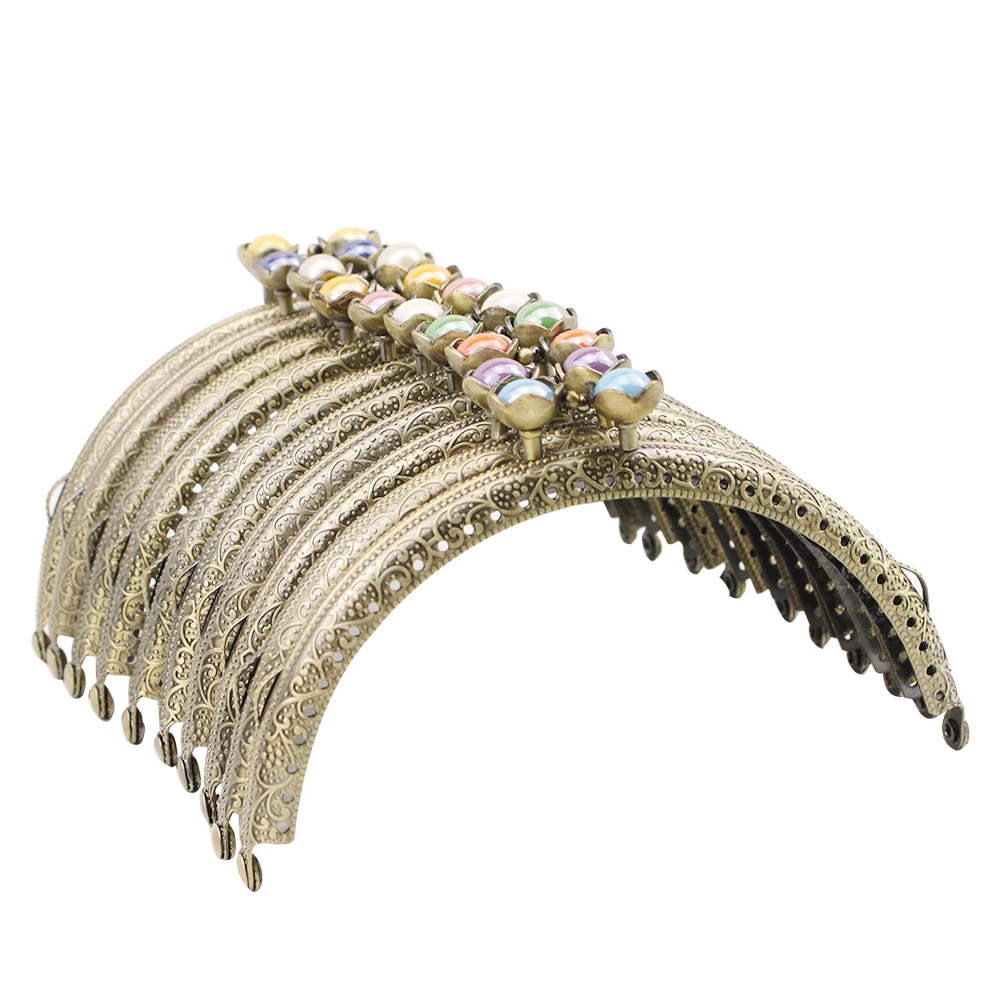 

Haofa 10pcs 12.5cm Bronze Coin Purse Frame Lotus Head Kiss Clasp Purse Frame DIY Purse Making New Bag Frame Parts Hardware