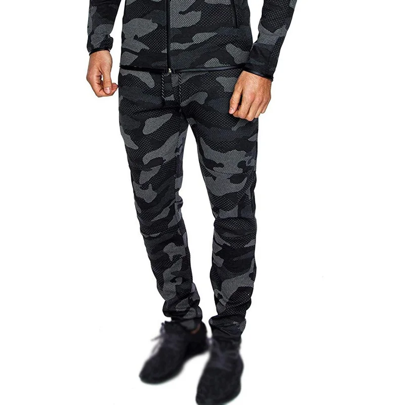 Men military ankle-length pants Elastic Waist Middle Waist Zip Casual Pants Trousers Plus Size Camouflage Sports Fitness