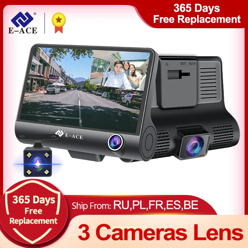 E ACE Dashcam B28 Автомобильные видеорегистраторы 4 дюймов Автомобильная камера FHD 1080P