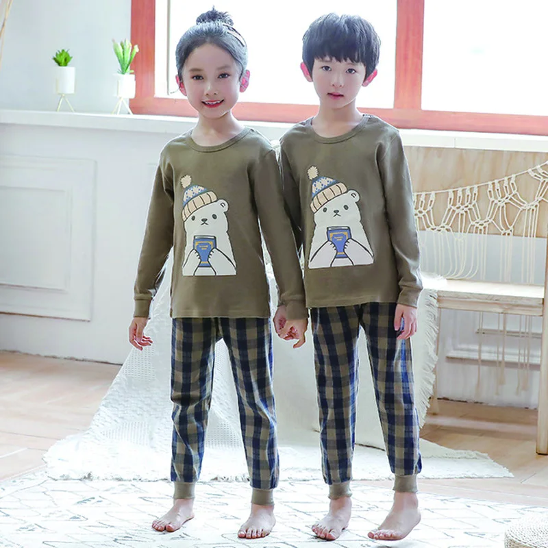 Brown bear 1 комплект пижам; ночная рубашка; одежда для отдыха; нижнее белье для мальчиков и девочек; Новинка года; Детская Хлопковая пижама; хлопковый свитер - Цвет: Brown bear