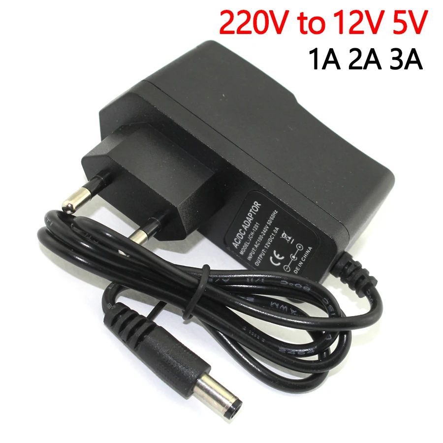 AC DC 110V 220V источник питания 12V TO 5V импульсная зарядка EU US Plug LED Driver 1A 2A 3A 5 MM
