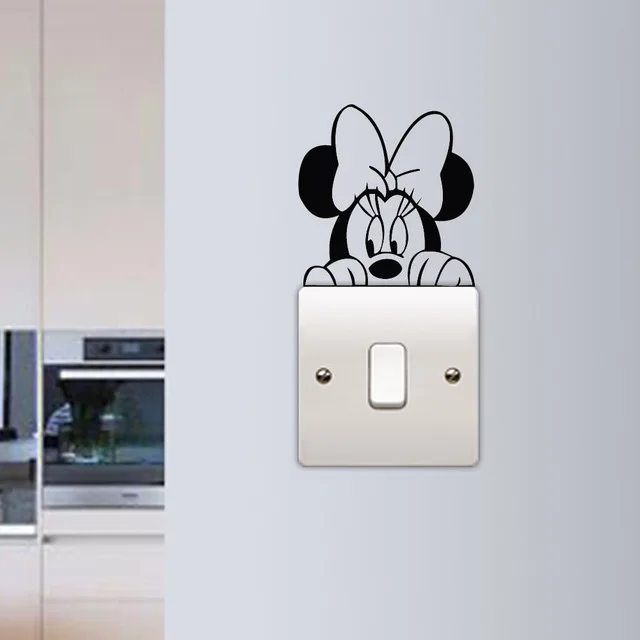 Виниловая настенная наклейка Disney Mickey Minnie Mouse милый настенный светильник