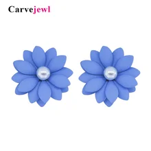 Carvejewl цветок серьги гвоздики резиновое покрытие серьги-ромашки для женщин ювелирные изделия жемчужные серьги на подарок девочке модные корейские серьги