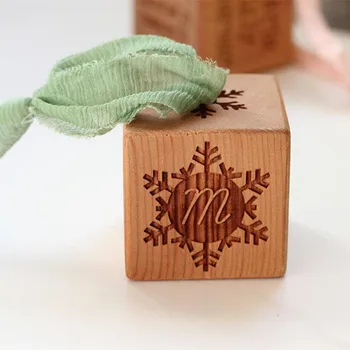 

Wood Snowflake Baby block, custom Baby's First Christmas Hanging Cedar Ornament, baby Cube, Baby Christmas gift, baby keepsake