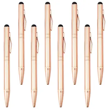 

10pcs/lot 2 in 1 Rose gold touch screen metal ballpoint pen creative stationery gift advertising pens wholesale custom logo