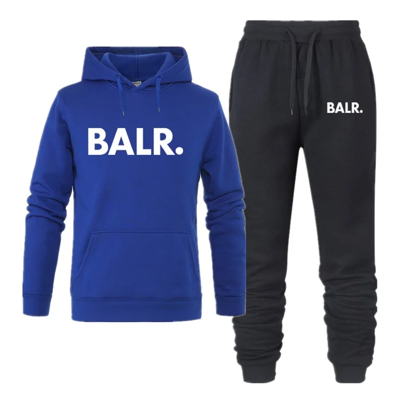 Royal blue Chándales de moda para hombres y модный привлекательный раздельный купальник Otoño Invierno, одежда для детей ropa deportiva; сезон весна-осень con estampado BALR conjuntos para hombres sudadera - Цвет: Royal blue