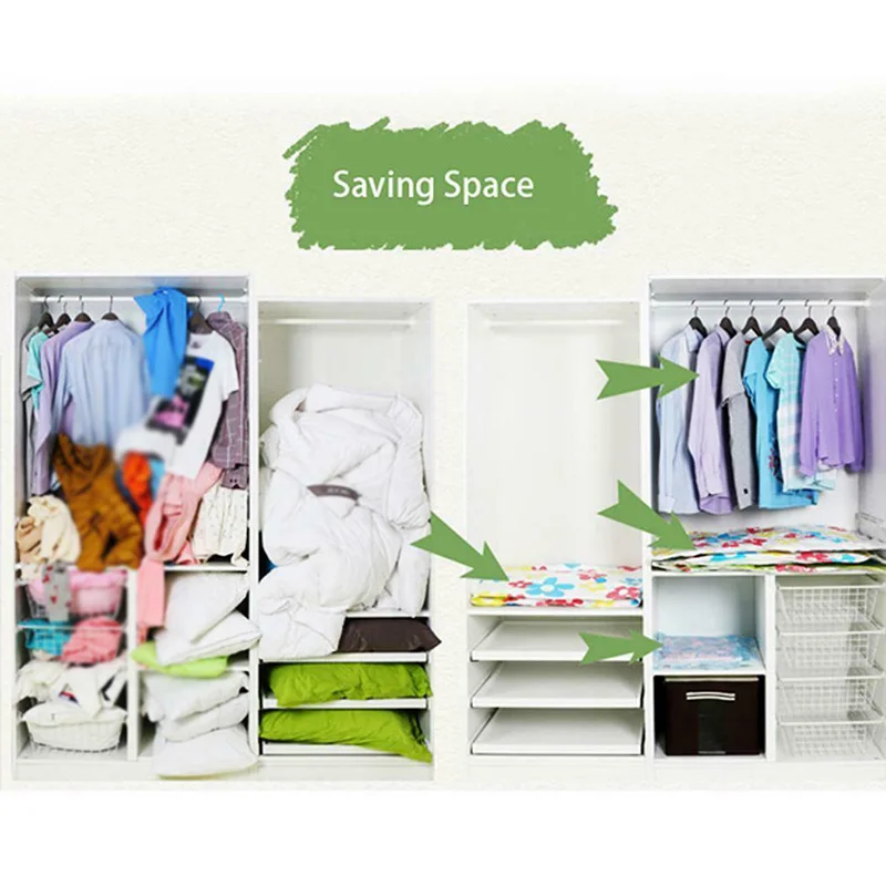 

6pcs Travel Vacuum Compression Bags + 1* Hand Pump Space Saving Storage Clothes