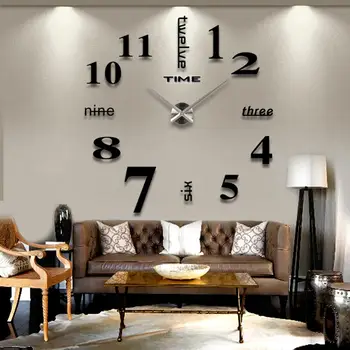 

3D Mirror Acrylic Modern DIY Wall Clock Surface Sticker Office Home Decor Removable Self-Adhesive Art Living Room Quartz Needle