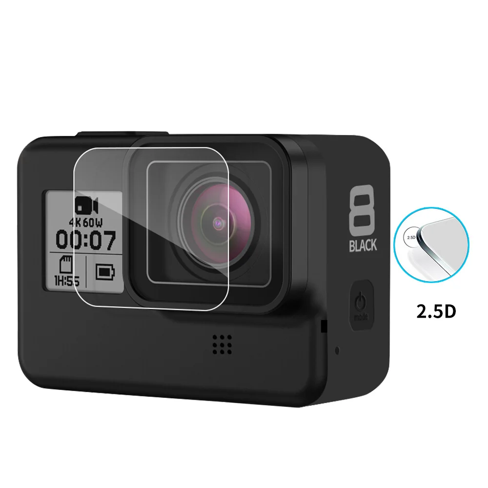30set HD tempered glass screen+lens protector film for GOPRO HERO 8 9H 2.5R full coverage for go pro 8 black accessories