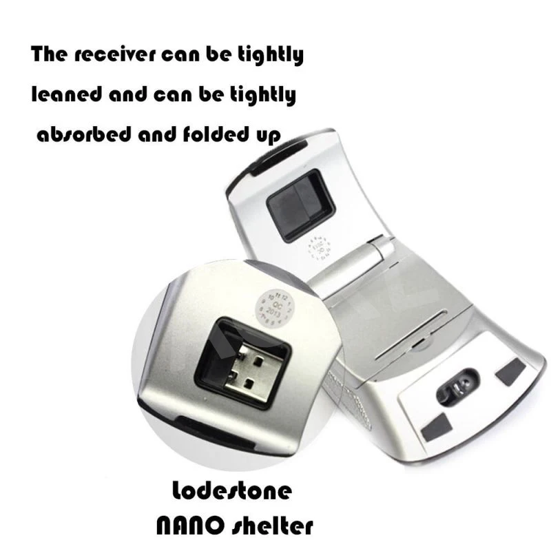 Vaorlo-mini Mouse Portátil sem Fio 2.4g Dobrável Viagem Receptor Usb Óptico Ergonômico Mouse Office para pc Laptop Gamers - Imagem 4
