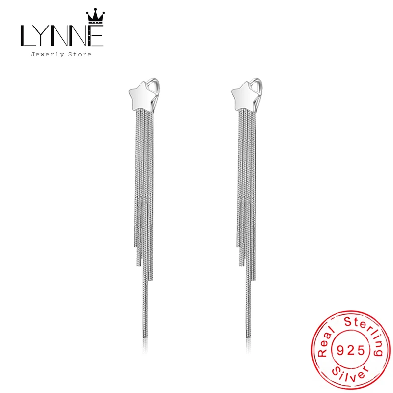New Bohemia Elegant Horsetail Long Tassel Drop Earrings 925 Sterling Silver Star Maxi Pendant Earring Women Trend Party Jewelry | Украшения