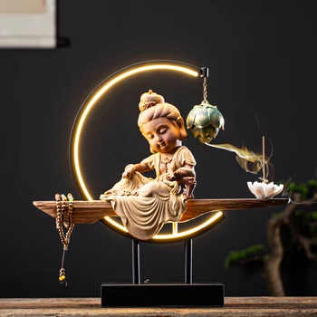 

Creative Backflow Incense Burner Buddha Ceramic Home Incense Holder Aroma Lamp Living Room Incensario Buddhist Supplies EB50XX