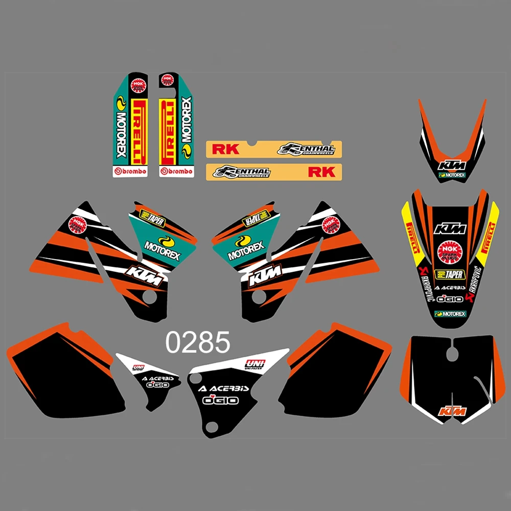 

for KTM SX 1998 1999 2000 Full Graphics Decals Stickers Kit Custom Number Name Glossy Stickers Waterproof