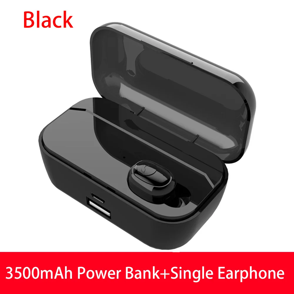 Black Single Ear 3500 мАч G6S tws T1 Pro fone de ouvido bluetooth 5,0 наушники беспроводные стерео бас наушники гарнитуры с микрофоном беспроводная зарядка - Цвет: Black Single Ear