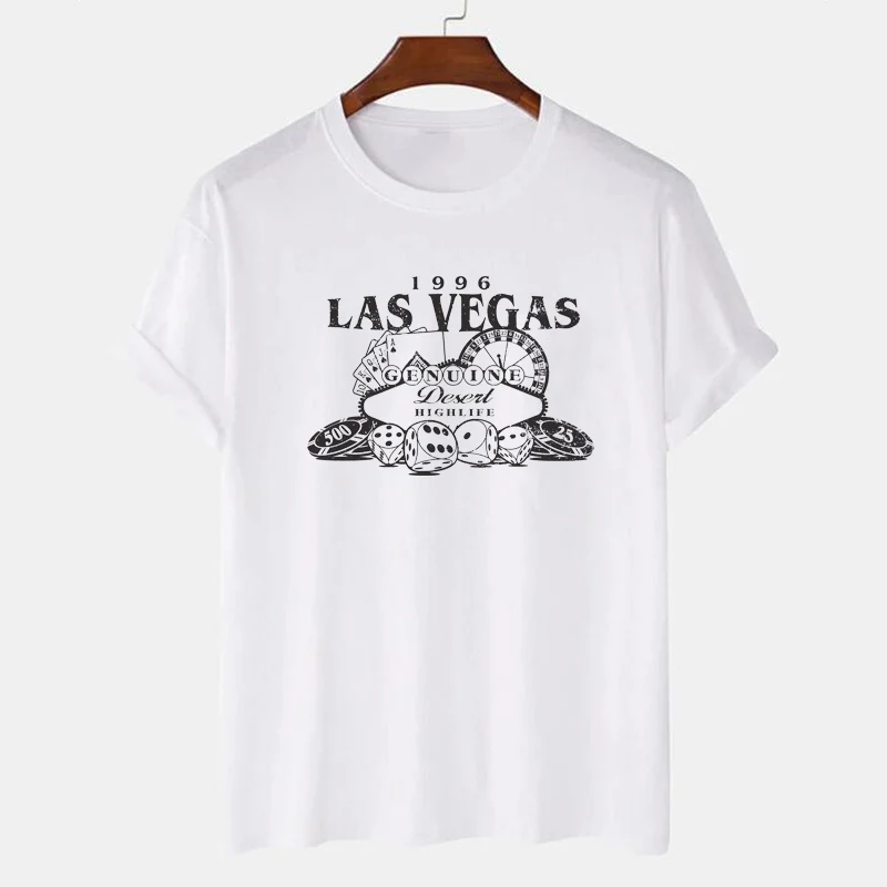 Las vegas gráfico topo verão vintage estético algodão solto tshirt