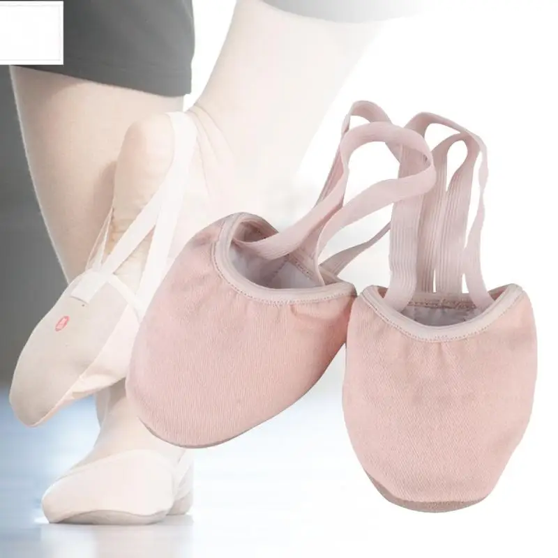 

1 Pair Women Ballet Shoes Art Half Socks Solid Elastic Dance Training Gymnastics Shoes Solid Color Pink Shoes