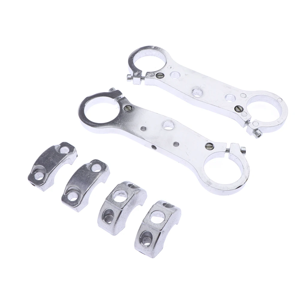 Aluminum Triple Tree Set Clamps Forks for 49CC Motorcycle Dirt Bike, Silver