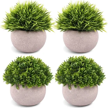

Hot Sale 4 Pieces of Artificial Mini Potted Plants, Plastic Artificial Potted Shrubs, Fake Plants for Home, Office, Decoration