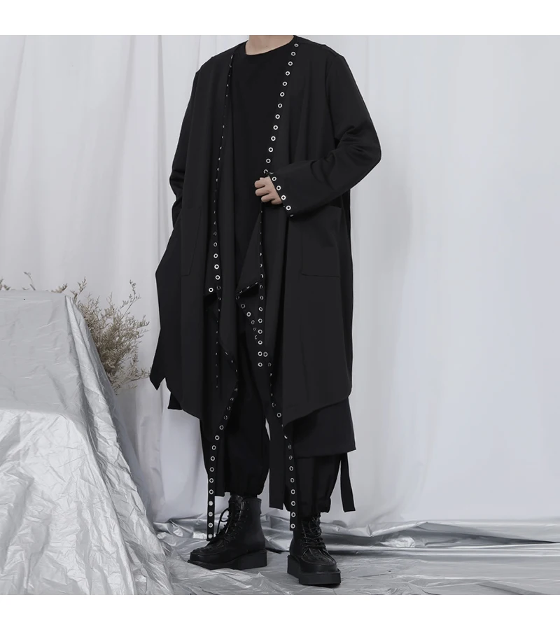 EWQ/мужская одежда Весенняя мода новая черная ветровка свободный большой размер кардиган пальто нишевый ассиметричный Тренч прилива 9Y24801