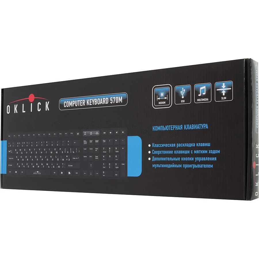 Клавиатура Oklick 570M черный USB slim Multimedia