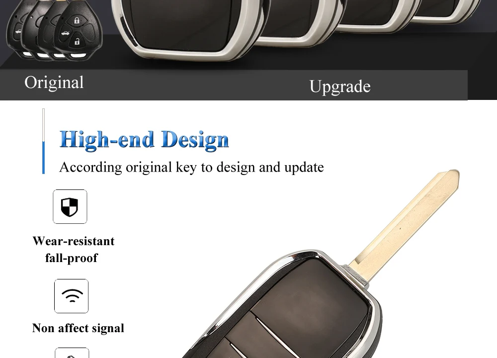 Keyforkess 10pcs 2/3/4BT modificato Flip Remote Key Shell Cover per Toyota Corolla Camry Auris TOY47 Upgrade custodia pieghevole per chiavi - H636abc40c7624e2daff10ac320309e7fB