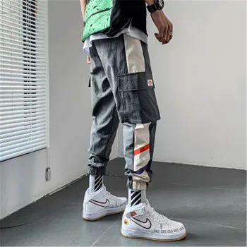

Side Striped Letter Print Men Joggers 2020 New Design Male Cargo Pants Casual Streetwear Hip Hop Sweatpants